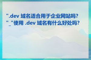 ".dev 域名适合用于企业网站吗？"_"使用 .dev 域名有什么好处吗？"