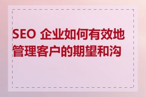 SEO 企业如何有效地管理客户的期望和沟通