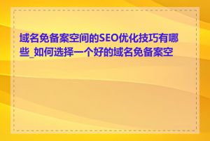 域名免备案空间的SEO优化技巧有哪些_如何选择一个好的域名免备案空间