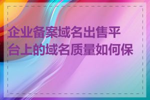 企业备案域名出售平台上的域名质量如何保证