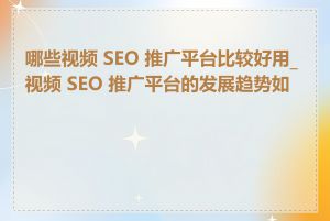 哪些视频 SEO 推广平台比较好用_视频 SEO 推广平台的发展趋势如何