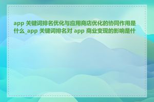 app 关键词排名优化与应用商店优化的协同作用是什么_app 关键词排名对 app 商业变现的影响是什么