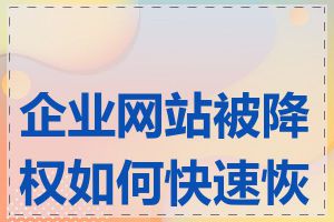 企业网站被降权如何快速恢复