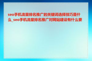 seo手机流量排名推广的关键词选择技巧是什么_seo手机流量排名推广对网站建设有什么要求