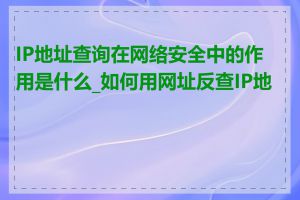 IP地址查询在网络安全中的作用是什么_如何用网址反查IP地址