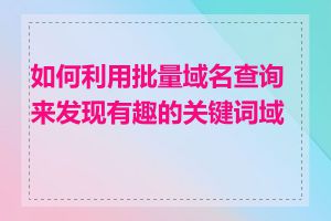 如何利用批量域名查询来发现有趣的关键词域名