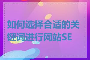 如何选择合适的关键词进行网站SEO