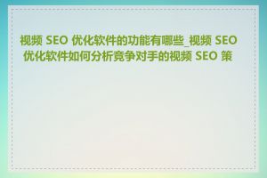 视频 SEO 优化软件的功能有哪些_视频 SEO 优化软件如何分析竞争对手的视频 SEO 策略