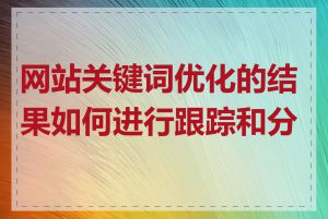 网站关键词优化的结果如何进行跟踪和分析