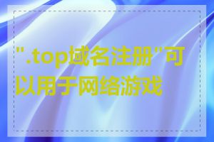 ".top域名注册"可以用于网络游戏吗