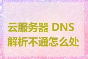 云服务器 DNS 解析不通怎么处理