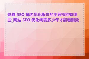 影响 SEO 排名优化报价的主要指标有哪些_网站 SEO 优化需要多少年才能看到效果