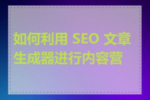 如何利用 SEO 文章生成器进行内容营销