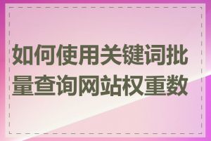 如何使用关键词批量查询网站权重数据