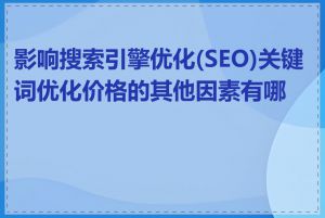 影响搜索引擎优化(SEO)关键词优化价格的其他因素有哪些