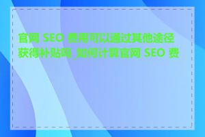 官网 SEO 费用可以通过其他途径获得补贴吗_如何计算官网 SEO 费用