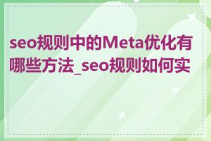 seo规则中的Meta优化有哪些方法_seo规则如何实践