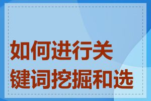 如何进行关键词挖掘和选择