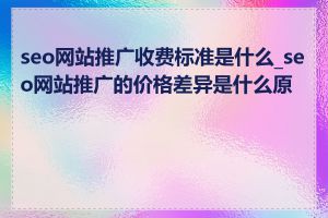 seo网站推广收费标准是什么_seo网站推广的价格差异是什么原因