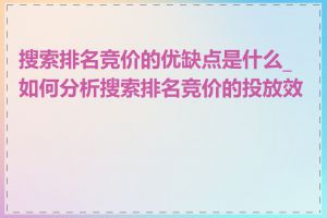 搜索排名竞价的优缺点是什么_如何分析搜索排名竞价的投放效果