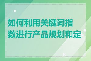 如何利用关键词指数进行产品规划和定价