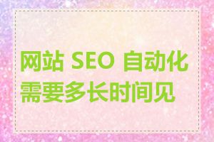 网站 SEO 自动化需要多长时间见效