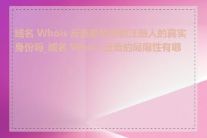 域名 Whois 反查能够查到注册人的真实身份吗_域名 Whois 反查的局限性有哪些