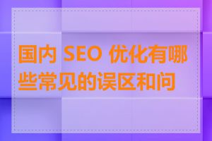 国内 SEO 优化有哪些常见的误区和问题