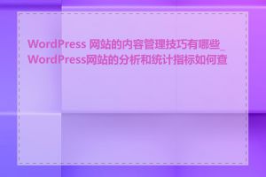 WordPress 网站的内容管理技巧有哪些_WordPress网站的分析和统计指标如何查看