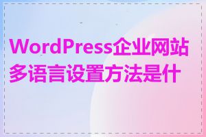 WordPress企业网站多语言设置方法是什么