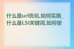 什么是url优化,如何实施_什么是LSI关键词,如何使用