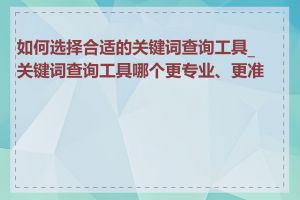 如何选择合适的关键词查询工具_关键词查询工具哪个更专业、更准确