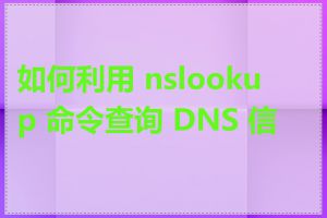 如何利用 nslookup 命令查询 DNS 信息