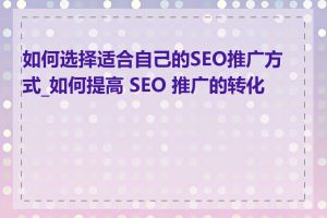 如何选择适合自己的SEO推广方式_如何提高 SEO 推广的转化率