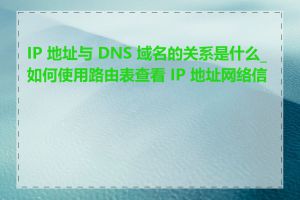 IP 地址与 DNS 域名的关系是什么_如何使用路由表查看 IP 地址网络信息