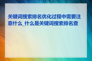 关键词搜索排名优化过程中需要注意什么_什么是关键词搜索排名查询