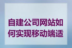 自建公司网站如何实现移动端适配