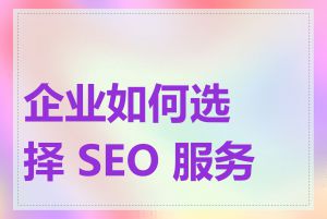 企业如何选择 SEO 服务商