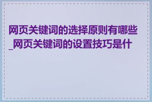 网页关键词的选择原则有哪些_网页关键词的设置技巧是什么