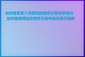 如何查看某个关键词的搜索引擎收录情况_如何查看网站在搜索引擎中的收录页面数量