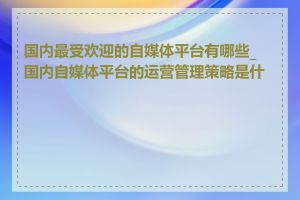 国内最受欢迎的自媒体平台有哪些_国内自媒体平台的运营管理策略是什么