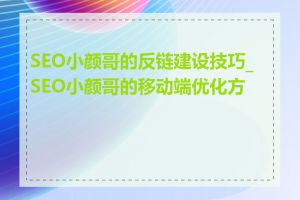 SEO小颜哥的反链建设技巧_SEO小颜哥的移动端优化方法