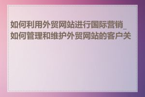 如何利用外贸网站进行国际营销_如何管理和维护外贸网站的客户关系