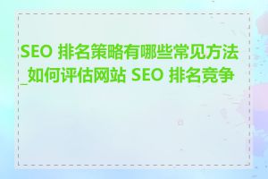 SEO 排名策略有哪些常见方法_如何评估网站 SEO 排名竞争力