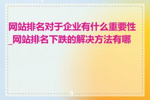 网站排名对于企业有什么重要性_网站排名下跌的解决方法有哪些