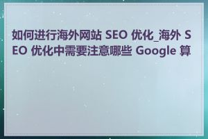 如何进行海外网站 SEO 优化_海外 SEO 优化中需要注意哪些 Google 算法