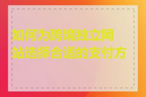 如何为跨境独立网站选择合适的支付方式