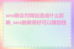 seo刷会对网站造成什么影响_seo刷做得好可以赚到钱吗