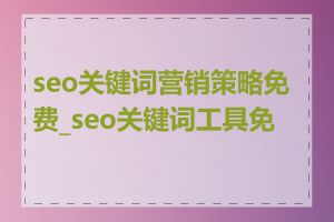 seo关键词营销策略免费_seo关键词工具免费