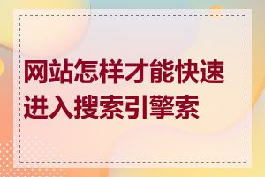 网站怎样才能快速进入搜索引擎索引